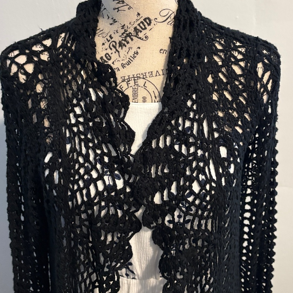 BCBGMaxAzria Black Crochet Cardigan - Picture 4 of 4